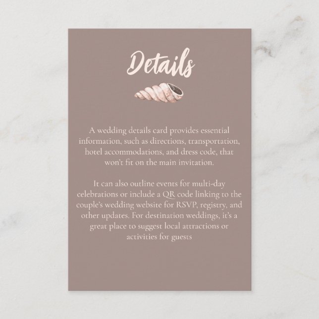 Natural Elegant Beach Seashell Enclosure Card Begleitkarte (Vorderseite)