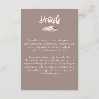 Natural Elegant Beach Seashell Enclosure Card Begleitkarte