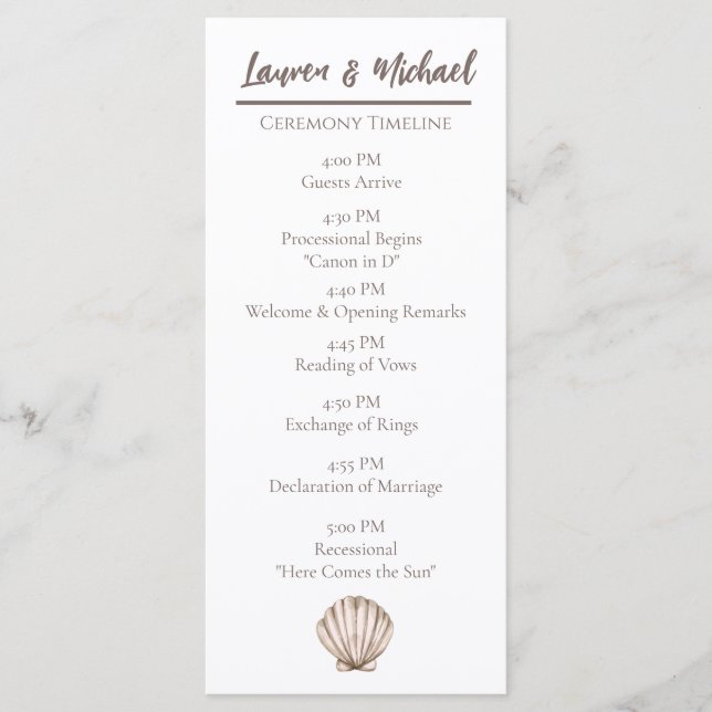 Natural Elegant Beach Seashell Flat Program Programm (Vorderseite)