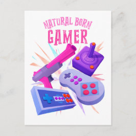 Natural Geboren Gamer 80er Retro Gaming Console Postkarte