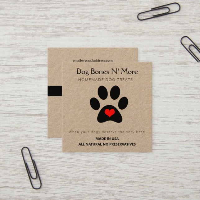 Natural Gourmet Hund Leckereien Bäckerei Quadratische Visitenkarte (Vorderseite/Rückseite Beispiel)