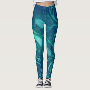 Natural Green Emerald Marble Leggings