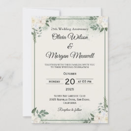 Natural Greenery Wedding Anniversary Invitations Einladung