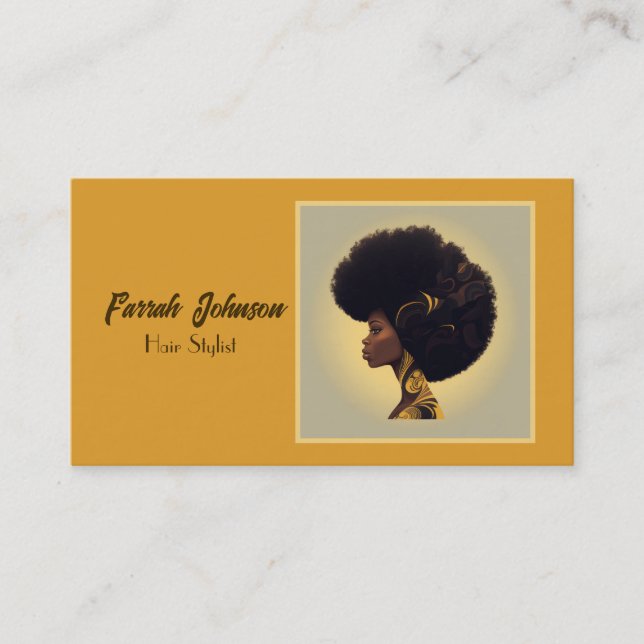 Natural Hair Stylist Afro Frau Visitenkarte (Vorderseite)