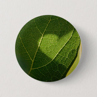 Natural Heart on Green Leaf Button