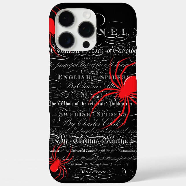 Natural History Title Page Spiders Calligraphy iPhone 16 Pro Max Hülle (Rückseite)