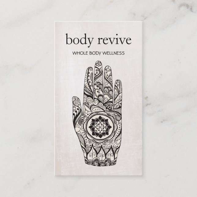 Natural & Holistic Health Henna Lotus Blume Hand Visitenkarte (Vorderseite)