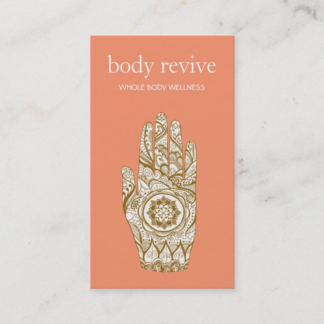 Natural & Holistic Health Henna Lotus Hand Orange Visitenkarte (Vorderseite)