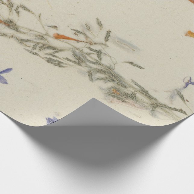 Natural Kraft Floral Petals Mulberry Vergiss-me-no Geschenkpapier (Ecke)