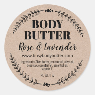Natural Kraft Handmade Body Butter Labels Runder Aufkleber