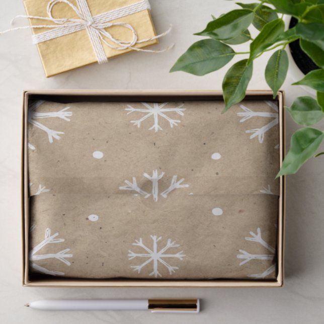 Natural Kraft Style White Snowflake Pattern Seidenpapier (Geschenk)