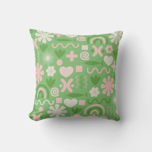 Natural Miscellany Pattern Lime Green und Pink Kissen