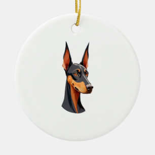 Natural Oar Doberman Keramik Ornament