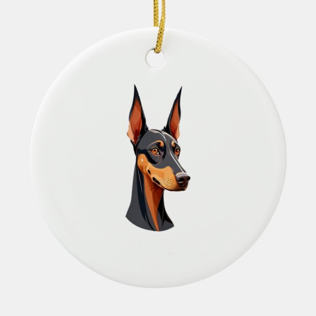 Natural Oar Doberman Keramik Ornament (Vorne)