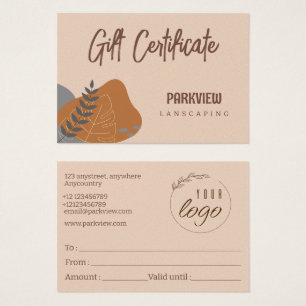 Natural Pastel Colours Landscape Certificat Cadeau