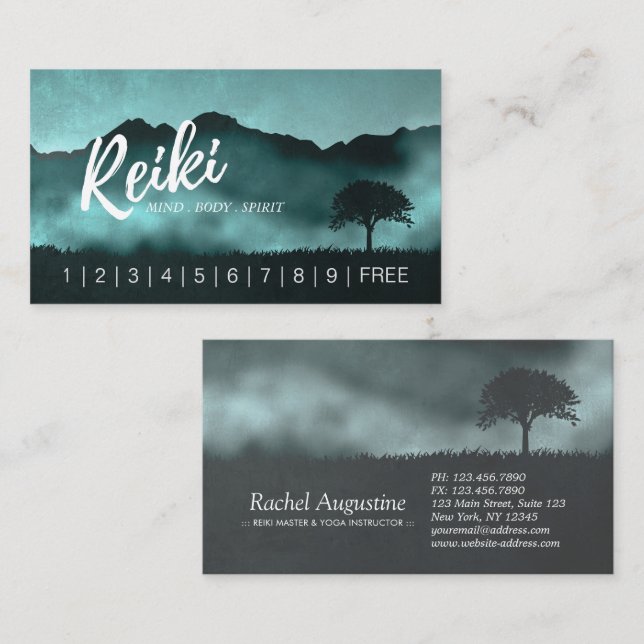 Natural Reiki Master Yoga Dozent Loyalty Punch Treuekarte (Vorne/Hinten)