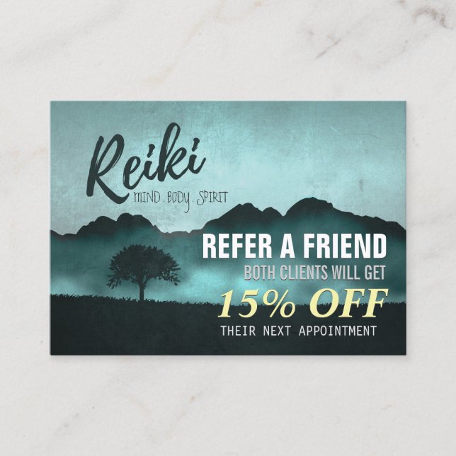 Natural Reiki Master Yoga Instructor Refertor Card Empfehlungskarte (Vorderseite)