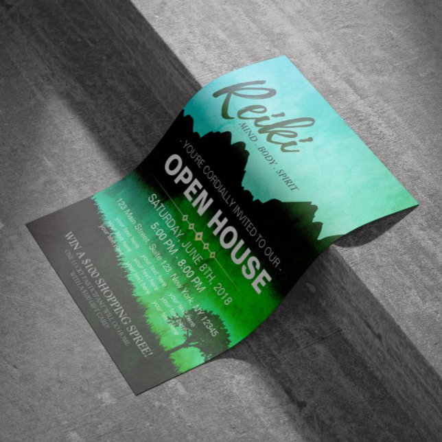 Natural Reiki Master & Yoga Lehrer Open House Flyer (Von Creator hochgeladen)