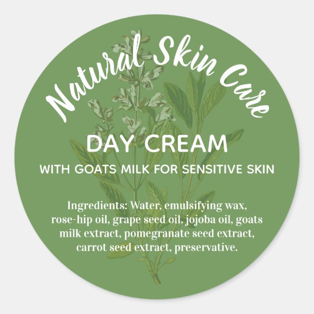 Natural Skincare Label Runder Aufkleber (Vorderseite)