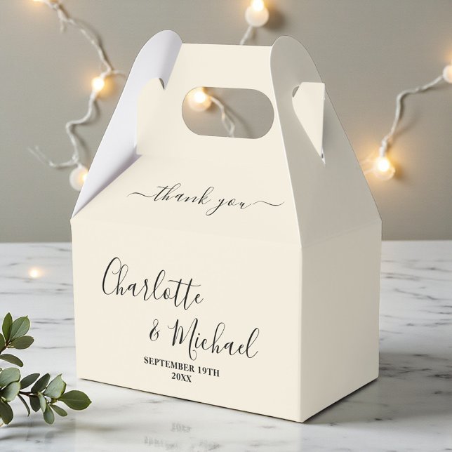 Natural White Script Minimalist Wedding Thank You Geschenkschachtel (Von Creator hochgeladen)