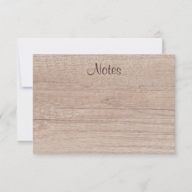 Natural Wood Look Kalligrafiert Script Elegant Mitteilungskarte (Vorderseite)