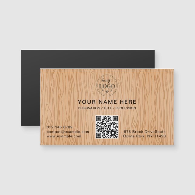 Natural Wood Texture Magnetic Business Card Magnetkarte (Vorne/Hinten)