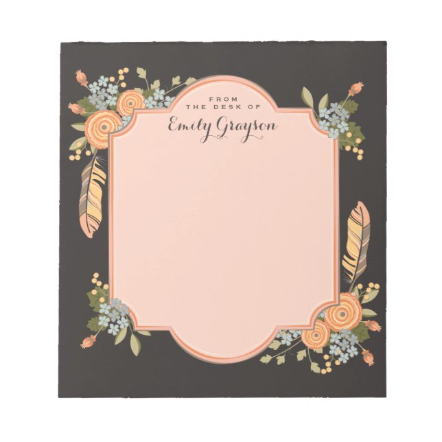 Natural Woodland Floral Personalisiert Notepad Notizblock (Vorderseite)