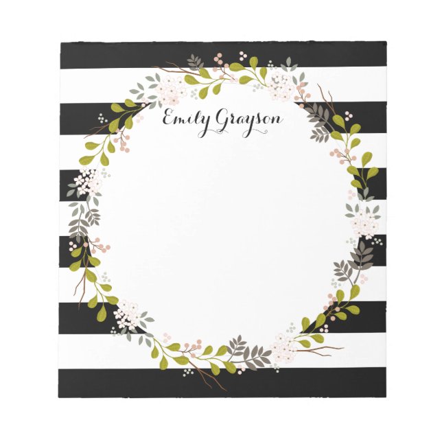 Natural Woodland Floral Personalisiert Notepad Notizblock (Vorderseite)