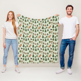 Natural Woodland Friends Baby Animals Trees Fleecedecke