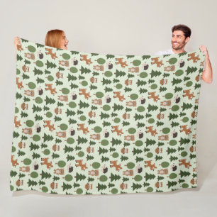 Natural Woodland Friends Baby Animals Trees Fleecedecke