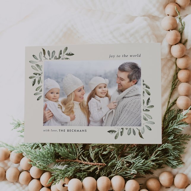 Naturally Joyful | Horizontal Holiday Photo Card Feiertagskarte (Von Creator hochgeladen)