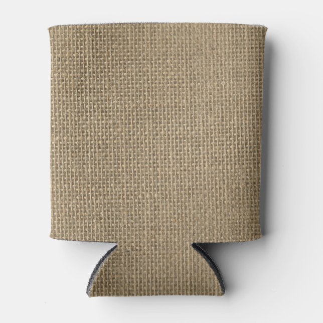 Naturbeige Tan Jute Burlap-Rustikale Kabine Hochze Dosenkühler (Vorderseite)