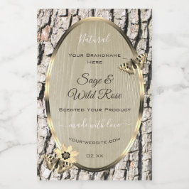 Naturbeige Tree Bark Gold Frame Produktkennzeichnu Lebensmitteletikett