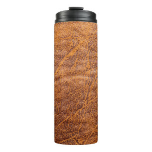 Naturbraune Ledertextur, Leder, Ski Thermosbecher