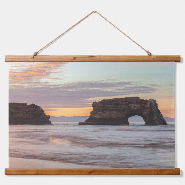 Naturbrücken Santa Cruz California Küste Wandteppich Mit Holzrahmen (Vorne)