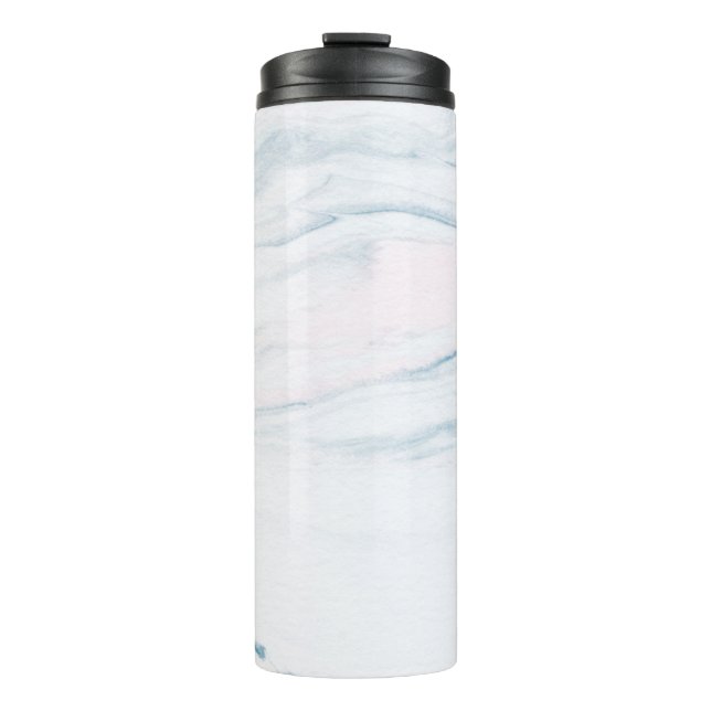 Naturdekorativer grauer und blauer Marmorstein Thermosbecher (Vorderseite)