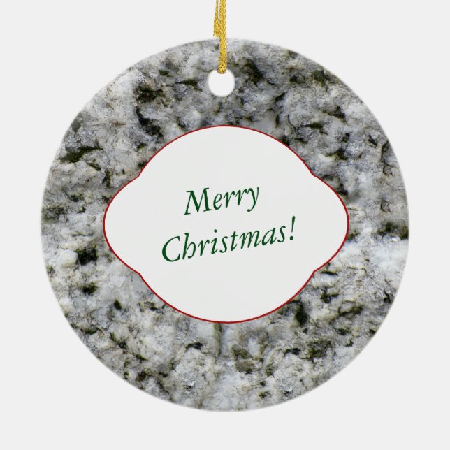 Naturdekorativer weißer Granitfelsen mit Text Keramikornament (Hinten)