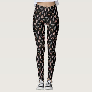 Naturdruck auf schwarzen Leggings