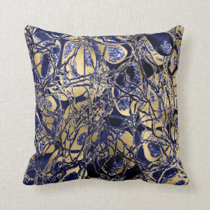 Nature Abstrakt Blue Navy Gold Celles Glitzer Kissen
