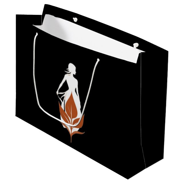 Nature and Woman Silhouette Elegant Feminine Art  Große Geschenktüte (Vorderseite Schrägansicht)