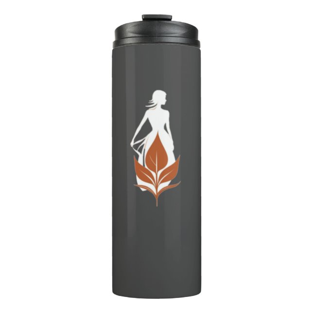 Nature and Woman Silhouette Elegant Feminine Art  Thermosbecher (Vorderseite)