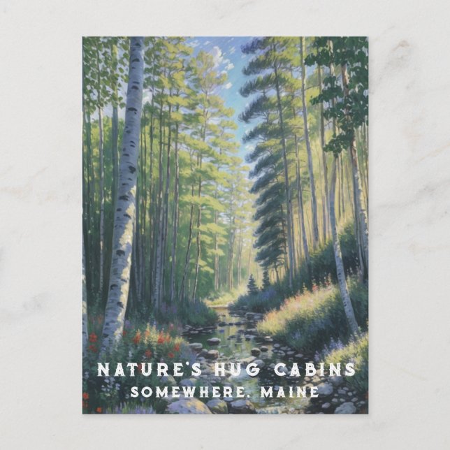 *~* Nature AP49 Maine Wald Stream Vacation Postkarte (Vorderseite)