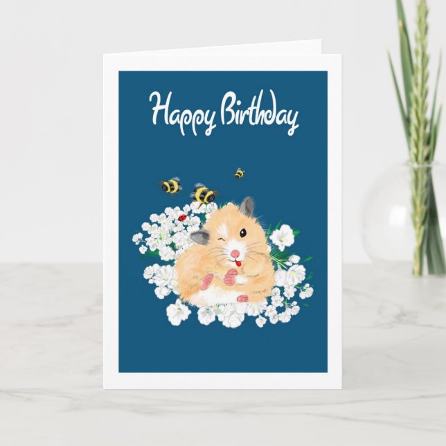 Nature Art Birthday Card - Funny Hamster Karte (Vorderseite)