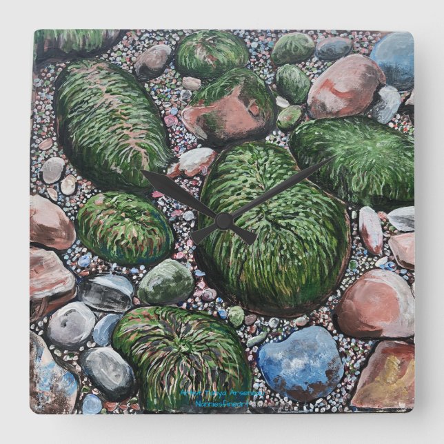 Nature Beach Rocks Modern Quadratische Wanduhr (Vorderseite)