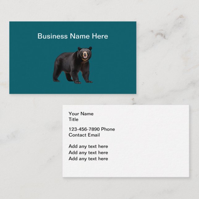 Nature Bear Theme Business Cards  Visitenkarte (Vorne/Hinten)