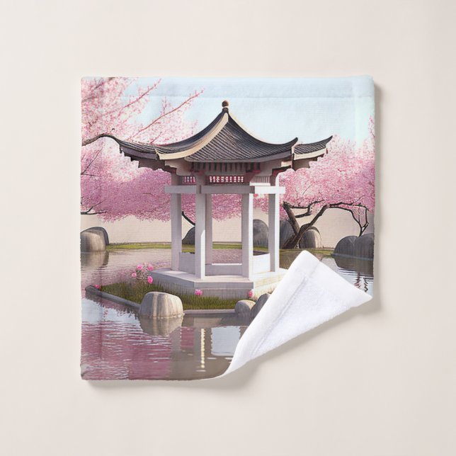 Nature Beauté Sakura Cherry Blossom Vue jardin (Gant de toilette)