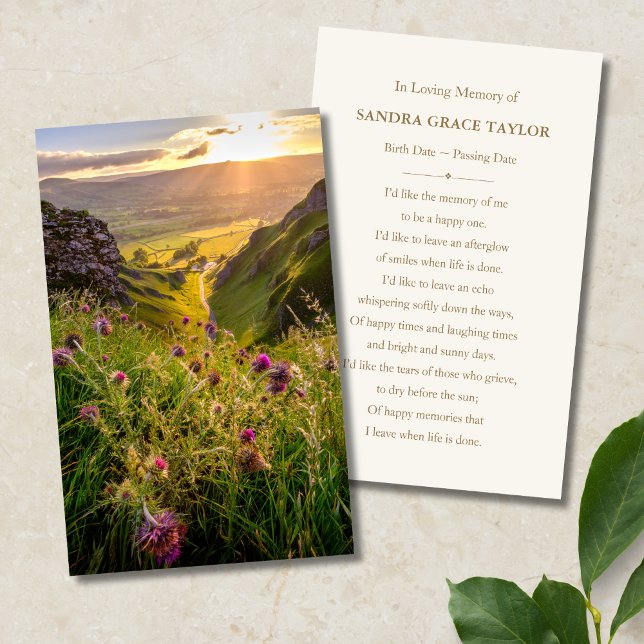 Nature Beileid Funeral Memorial Card Visitenkarte (Nature Floral Memorial Card)