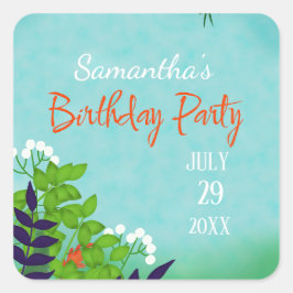 Nature Birthday Party Quadratischer Aufkleber