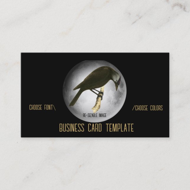 Nature BlackBirds Moon Raven Business Card Visitenkarte (Vorderseite)