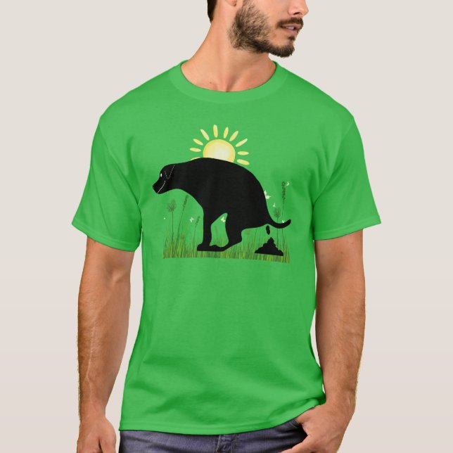 Nature Calls Pooping Dog T-Shirt (Vorderseite)